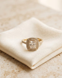 Lintel Cushion Halo Ring