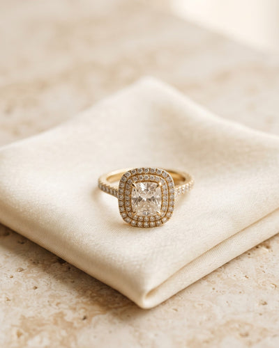 Lintel Cushion Halo Ring