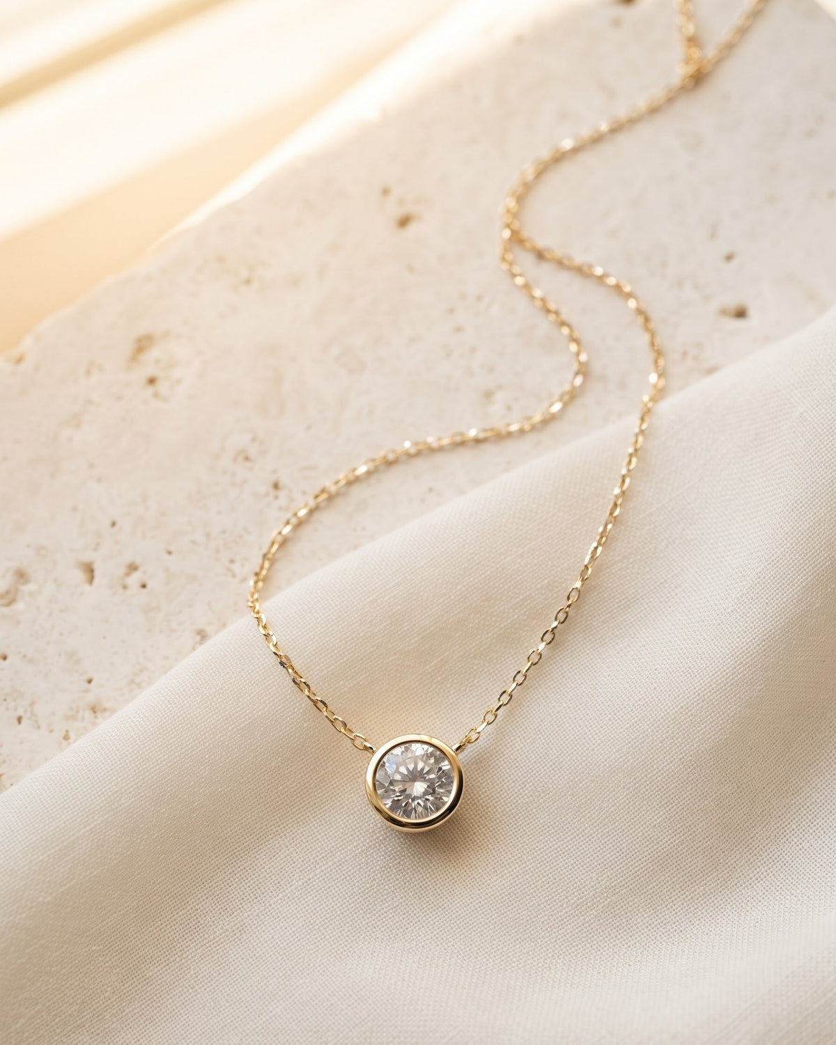 Corona Bezel Solitaire Necklace