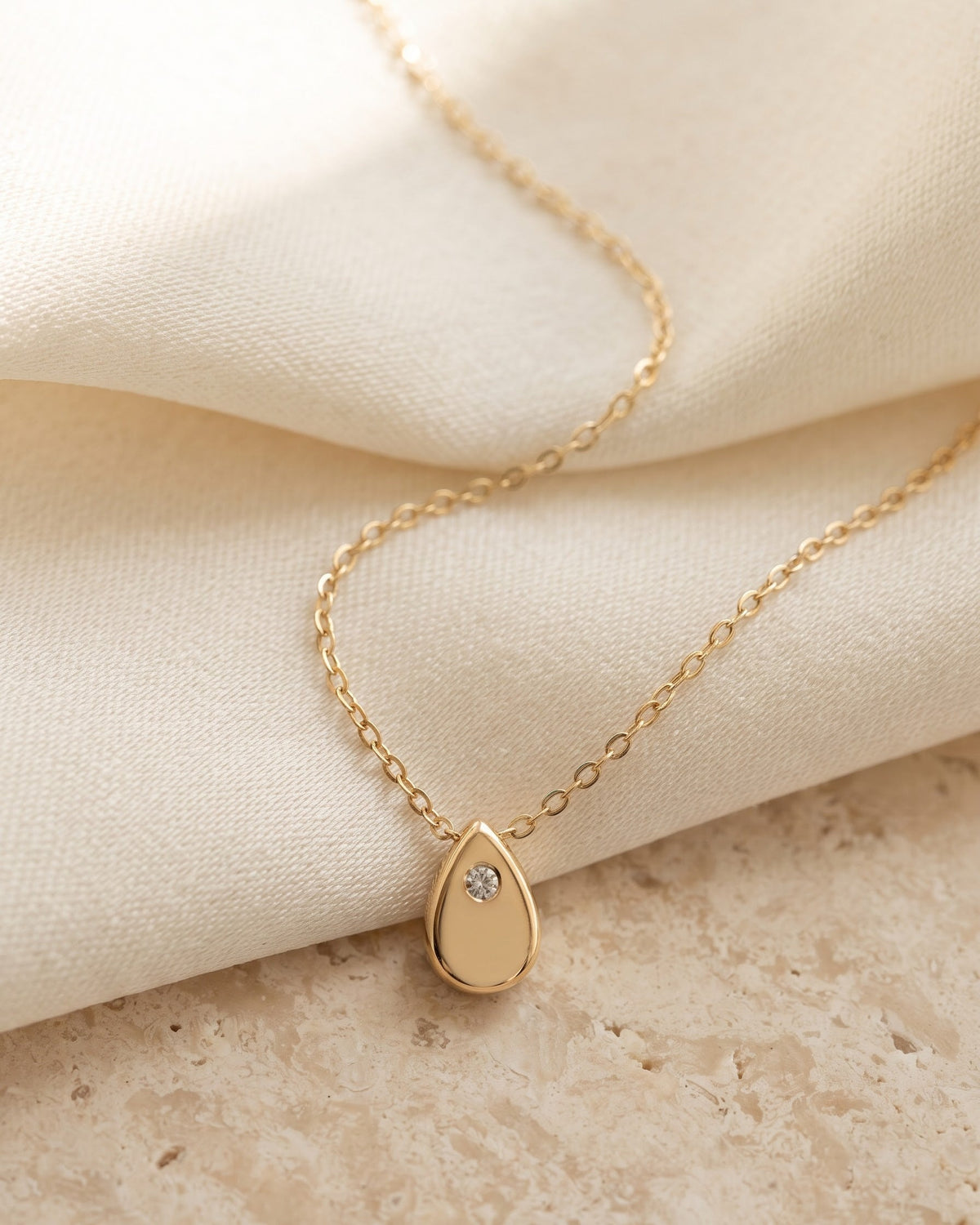 Halcyon Teardrop Solitaire Necklace