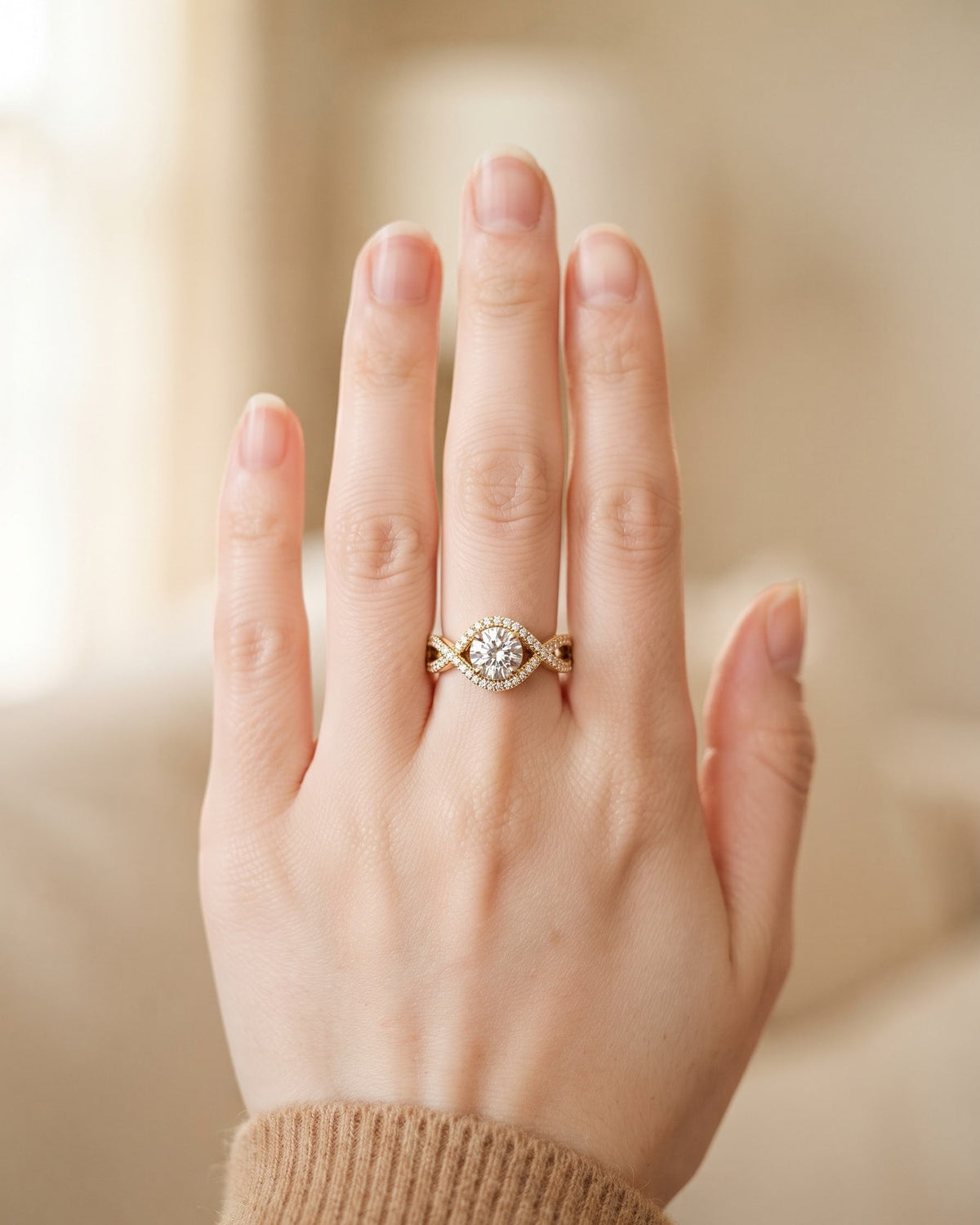 Meridian Halo Twist Ring