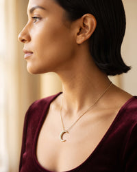 Onyx Crescent Pavé Necklace